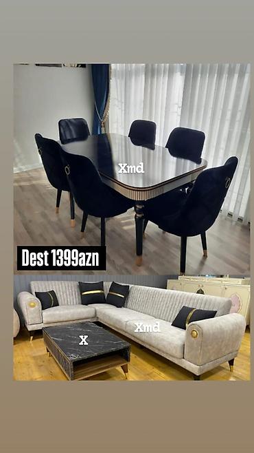 Modern qonaq otağı dəsti - Yemək masası və 6 ədəd stul: parlaq qara lalafo.az -da Modern qonaq otağı dəsti - Yemək masası və 6 ədəd stul: parlaq qara