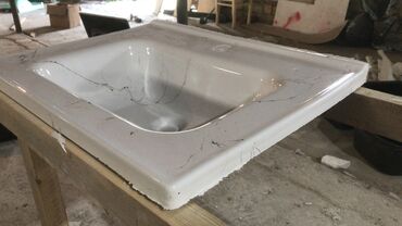 Çanaqlar, tülpanlar: Mərmər naxışlı tezgahüstü əl-üz yuma qabları - Material: parlaq — 6