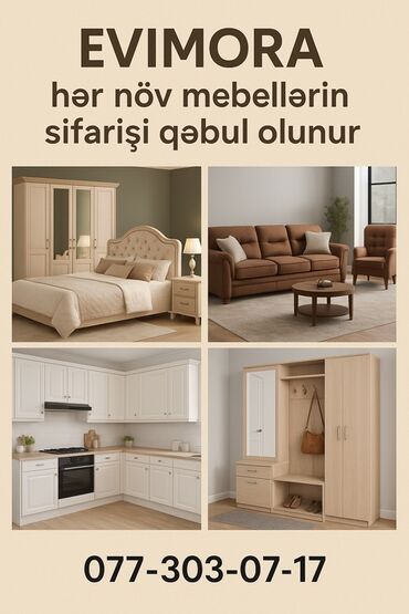 Sifarişlə digər mebel: Müxtəlif otaqlar üçün sifarişlə hazırlanan mebel təklif olunur. Yataq