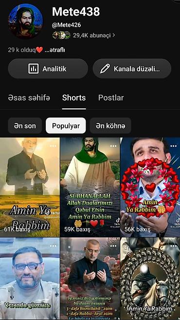Xidmət: YouTube Shorts dini-motivasiya kanalı – “Mete438” Təsvir: - lalafo.az -da Xidmət: YouTube Shorts dini-motivasiya kanalı – “Mete438” Təsvir: -