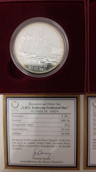 Sikkələr: Avstriya 20 avro xatirə sikkələri – “Österreich auf Hoher See” — 3