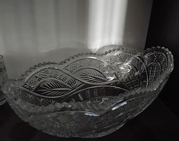 xrustal bakal: Kəsma naxışlı şüşə/qəlpəli kristal meyvə qabı - Material: ağır — 1