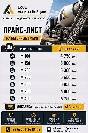 Бетонные смеси «Аспиро Кейджи». В прайс-листе представлены марки