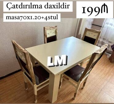 stul uzlukleri qiymetleri: Masa + 4 Stul dəsti Qiymət : 199₼ Masa ölçü: 70x1.20 🆘 RƏNG