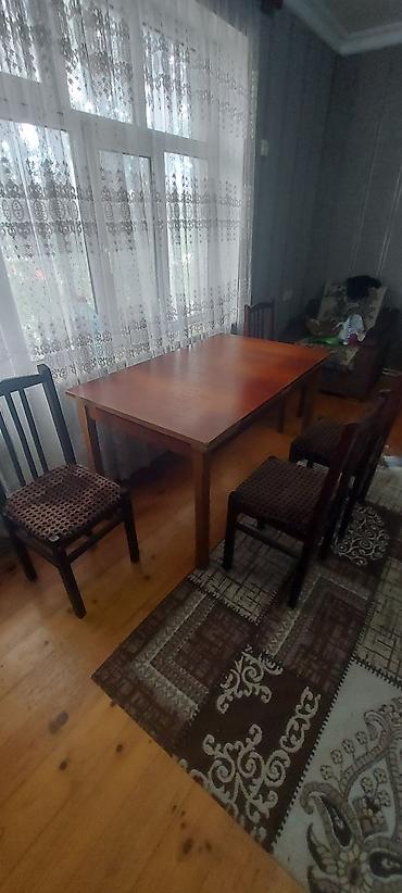 balta: Ağac yemək masası və 4 ədəd stul dəsti. - Material: tam ağac (taxta) — 4