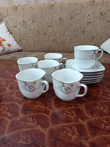 çaşka nəlbəki: Çay dəsti, rəng - Ağ, 6 nəfərlik, Türkiyə — 1