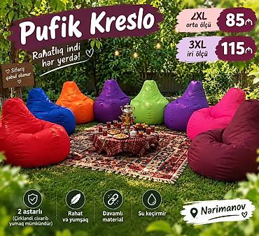 Pufiklər: Yeni, Pufik-kreslo, Parça, Kredit yoxdur, Çatdırılma yoxdur — 2