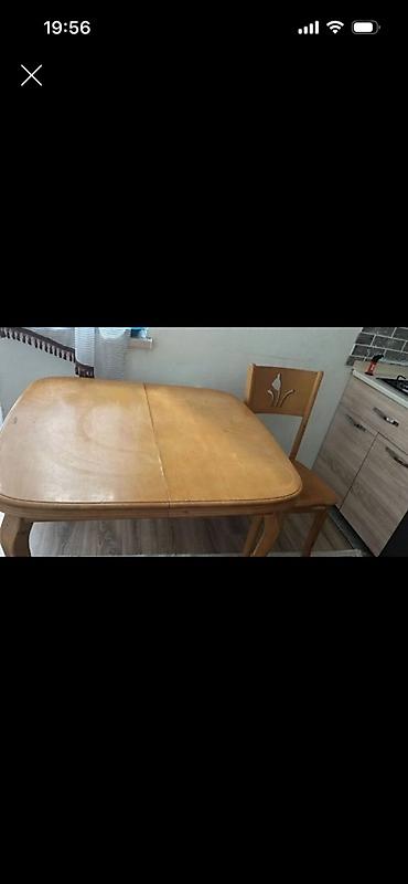 Açıq ağac rəngində yemək masası və stul dəsti. - Material: ağac/taxta
