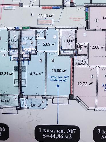 Продажа квартир: 1 комната, 44 м², Асанбай мкр Элитка, 3 этаж, Евроремонт — 2