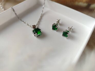 novi economic parfemi 2023: Set: Earrings, Necklace, Pendant, Material: Silver