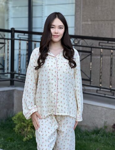 Пижамы: Муслиновый пижамы 🫶🏻 В наличии размеры M l xl 2xl 3xl ✔️Двойки с — 8