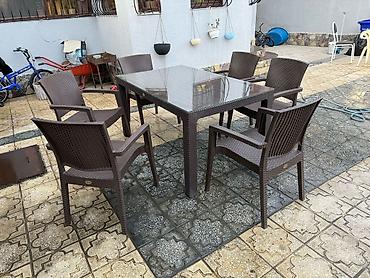 Bağ, çöl masa və oturacaq dəstləri: Yeni, Dördbucaq masa, 6 stul, Açılan, Stullar ilə, Plastik, Türkiyə — 12