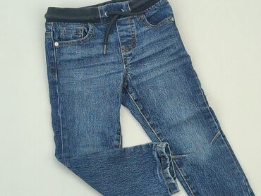 czarne jeansy z haftem: Spodnie jeansowe, 3-4 lat, 104, stan - Dobry