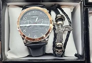 Setovi nakita: Muški set sat + narukvica u poklon kutiji. - Analogni kvarcni sat sa — 4