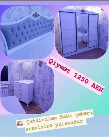 Yataq otağı dəstləri: İkinəfərlik çarpayı, Dolab, Termo, 2 tumba, Azərbaycan, Yeni — 7