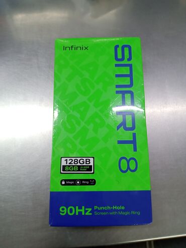 тел ми: Infinix Smart 8, Новый, 128 ГБ, цвет - Черный, 2 SIM
