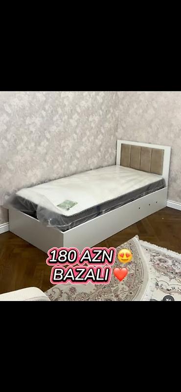 turhan matras: Bazalı tək nəfərlik çarpayı - Rəng: ağ konstruksiya, başlıqda bej — 1