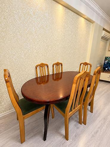 Qonaq otağı üçün, İşlənmiş, Dördbucaq masa, 6 stul