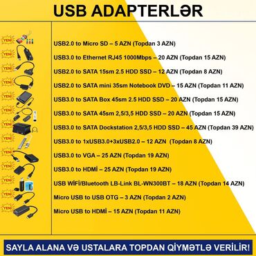 Digər kompüter aksesuarları: USB Adapterlər SAYLA ALANA VƏ USTALARA TOPDAN QİYMƏTLƏ VERİLİR! — 2