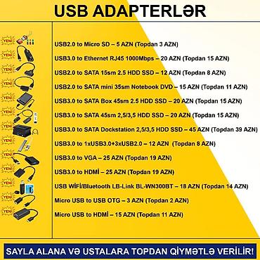 Digər kompüter aksesuarları: USB Adapterlər SAYLA ALANA VƏ USTALARA TOPDAN QİYMƏTLƏ VERİLİR! — 2