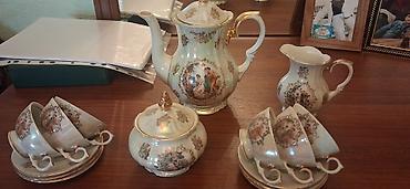 Çay dəsti, rəng - Qızılı, Farfor