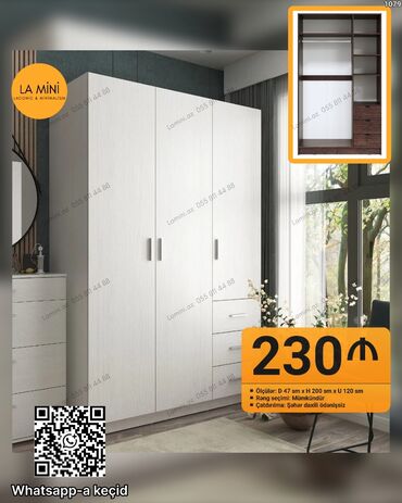 mini şkaf: Açılan, 3 qapılı Düz dolab, Qarderob, paltar dolabı