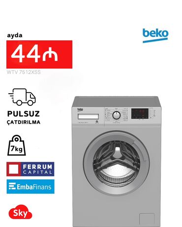 Paltaryuyan maşınlar: Paltaryuyan maşın Beko, 7 kq, Yeni, Avtomat, Qurutma var, Kredit var, Pulsuz çatdırılma