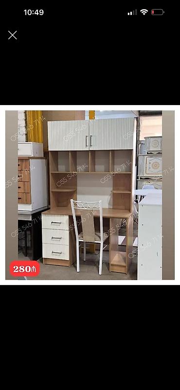 Masa üstü iş/study dəsti - Material: ağ və ağac rəngli laminat/MDFlam