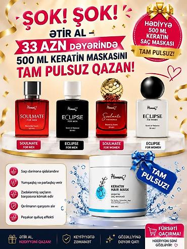 kostyum destleri: Hommy? ətirlər və hədiyyə keratin saç maskası Məhsullar: - Soulmate — 1