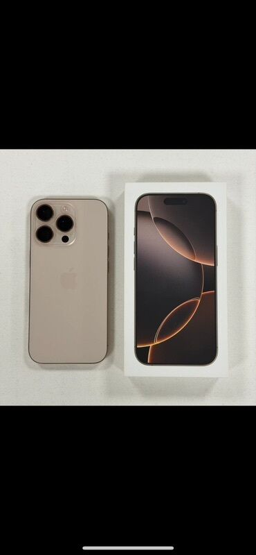 iphone 16 pro max купить: IPhone 16 Pro, Колдонулган, 256 ГБ, Desert Titanium, Куту, 93 %