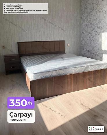 Ev və bağ: Çarpayı – 160×200 sm - Mexanizm: açılan, bazalı (geniş saxlama yeri) — 1