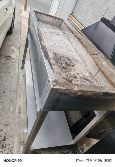 Restoran manqalları: Paslanmayan poladdan manqal/şiş kabab sobası və tüstü çəkən başlıq — 2