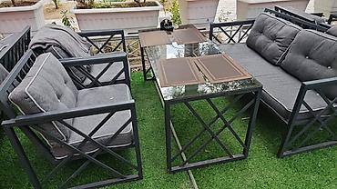 Metall karkaslı açıq hava mebel dəsti - Tərkib: 1 ikinəfərlik divan