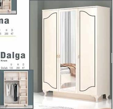 ucuz skaflar: Üçqapılı paltar dolabı – “Dalğa” modeli, krem rəng. Fabrik istehsalı — 1