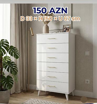 vitrin mebel sifarişi: Mebel dəsti – ağ rəngdə, qızılı detallarla 1) Şkaf-komod (çekmecəli) — 2