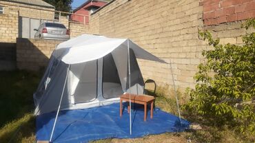 Çadırlar: Palatka 8 nəfərlik çadır en 2 uzunu 3 hundurluyu 2 cıxıntısı 1.50