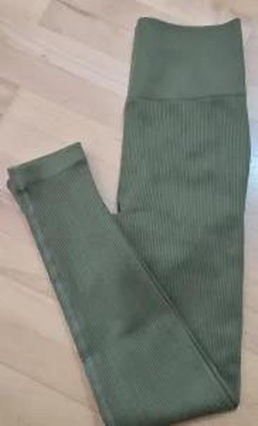 Helanke, biciklistički šortsevi: Ženske sportske helanke – maslinasto zelene - Visok struk sa širokim — 24