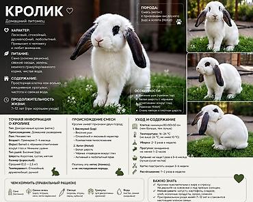 простые птички: Декоративный кролик (метис lop × hotot) Порода/тип: - Метис с — 1