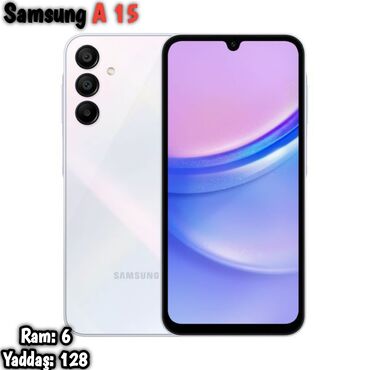 ucuz samsung telefonları: Samsung Galaxy A15, 128 GB, rəng - Qara, Zəmanət, Sensor, Barmaq izi