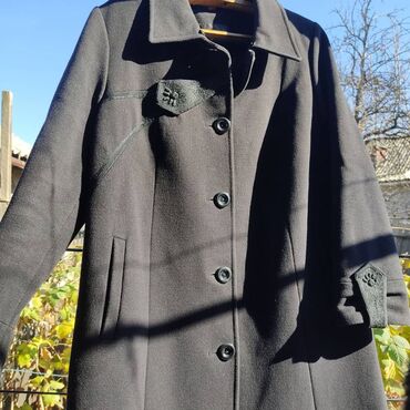 черный пальто: Пальто, Осень-весна, 4XL (EU 48)