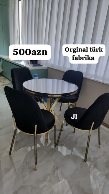 turk metbex mebelleri: Для кухни, Для гостиной, Новый, Прямоугольный стол, 4 стула