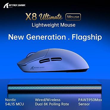 Компьютерные мышки: Игровая мышь Attack Shark X8 Ultimate ATTACK SHARK X8 Ultra 8KHz — — 3