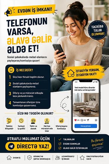 ugur mebel: Evdən əlavə gəlir imkanı! 📱 Gündə cəmi 2–2.5 saat ayırın. İşiniz — 1