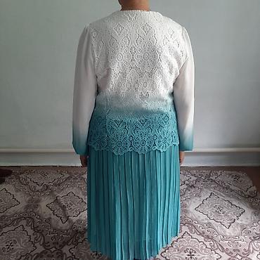 плисе: Костюм с юбкой, Модель юбки: Плиссе, Миди, Блузка, XL — 3