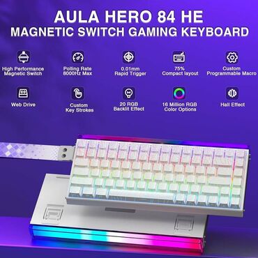 gamepad для пк: Клавиатура, Aula, Bluetooth, Зымдуу туташтыруу, Өлчөмү: 80%