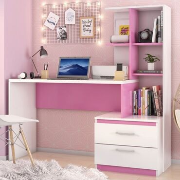 Sifarişlə yazı masaları: Dördbucaq masa, Stulsuz, Polkalı, Siyirməsiz, Türkiyə, Mat laminat — 27