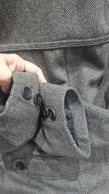 Ostale jakne: H&M muški kaputić/sako od tvida u riblja kost šari (siva/ugljen) — 6