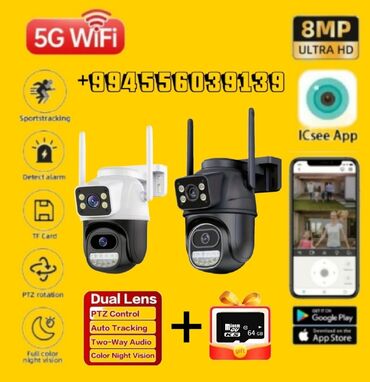 ip kamera satisi: Wifi Camera 8MP Ultra HD İki Linzalı WiFi Təhlükəsizlik Kamerası -