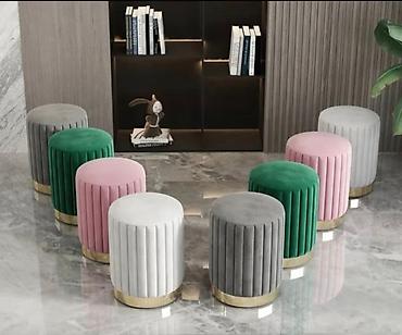 Velvet pouf taburet kolleksiyası - Forma: silindrik - Üst material