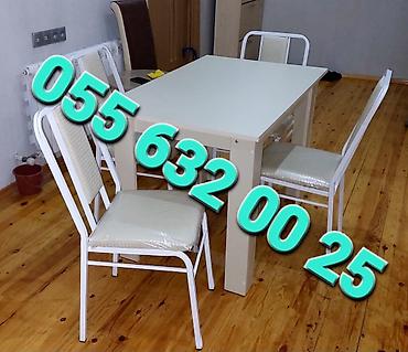 Bağ, çöl mebeli: Yeni, Dördbucaq masa, 4 stul, Açılan, Stullar ilə, Metal — 3